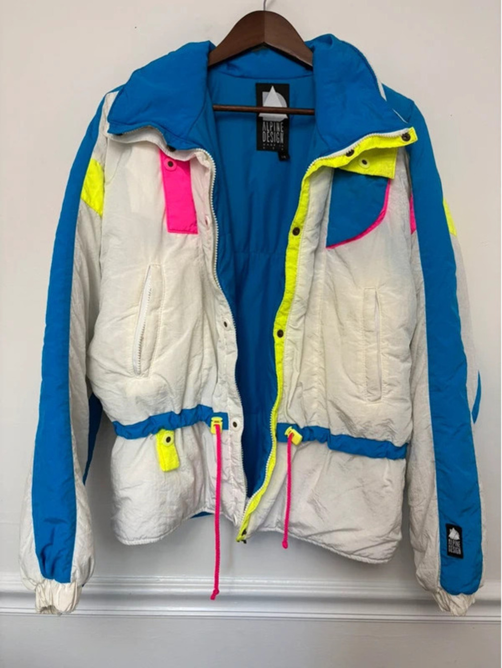 Vintage 80s Alpine Design Neon Colorblock Ski Jacket Women’s Size 14 USA Made